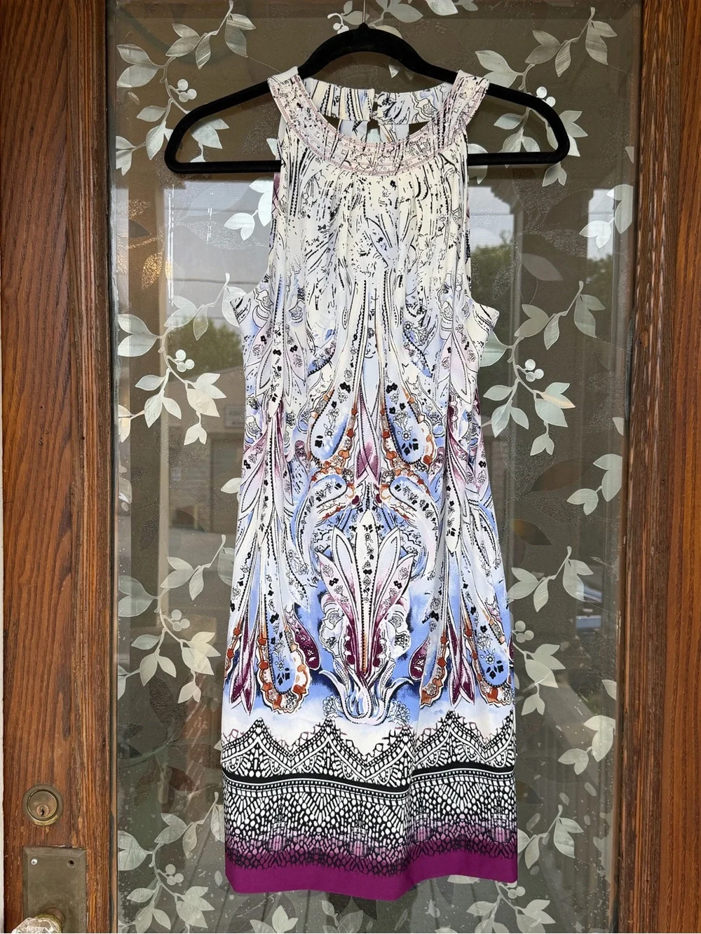 White House Black Market (Size SP) BOHO Sleeveless Dress Rhinestone Bling Sheath